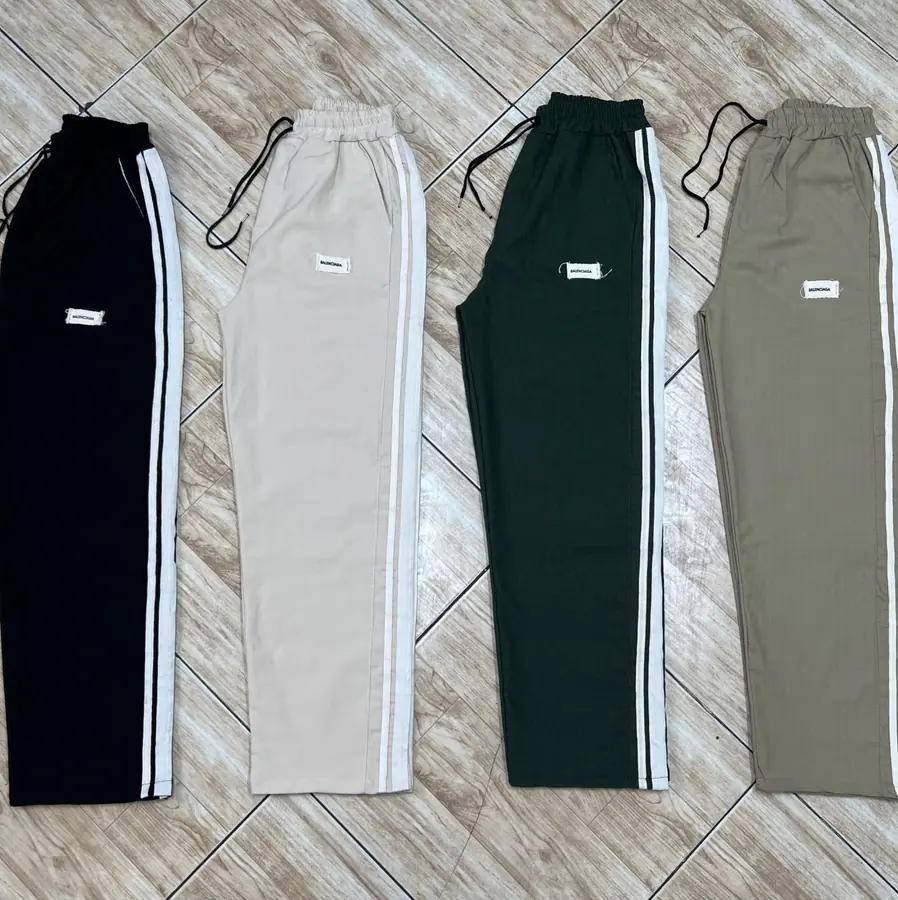 شلوار بگ کتان کشی بغل‌نوار سه‌خط — عکس واقعی ۵